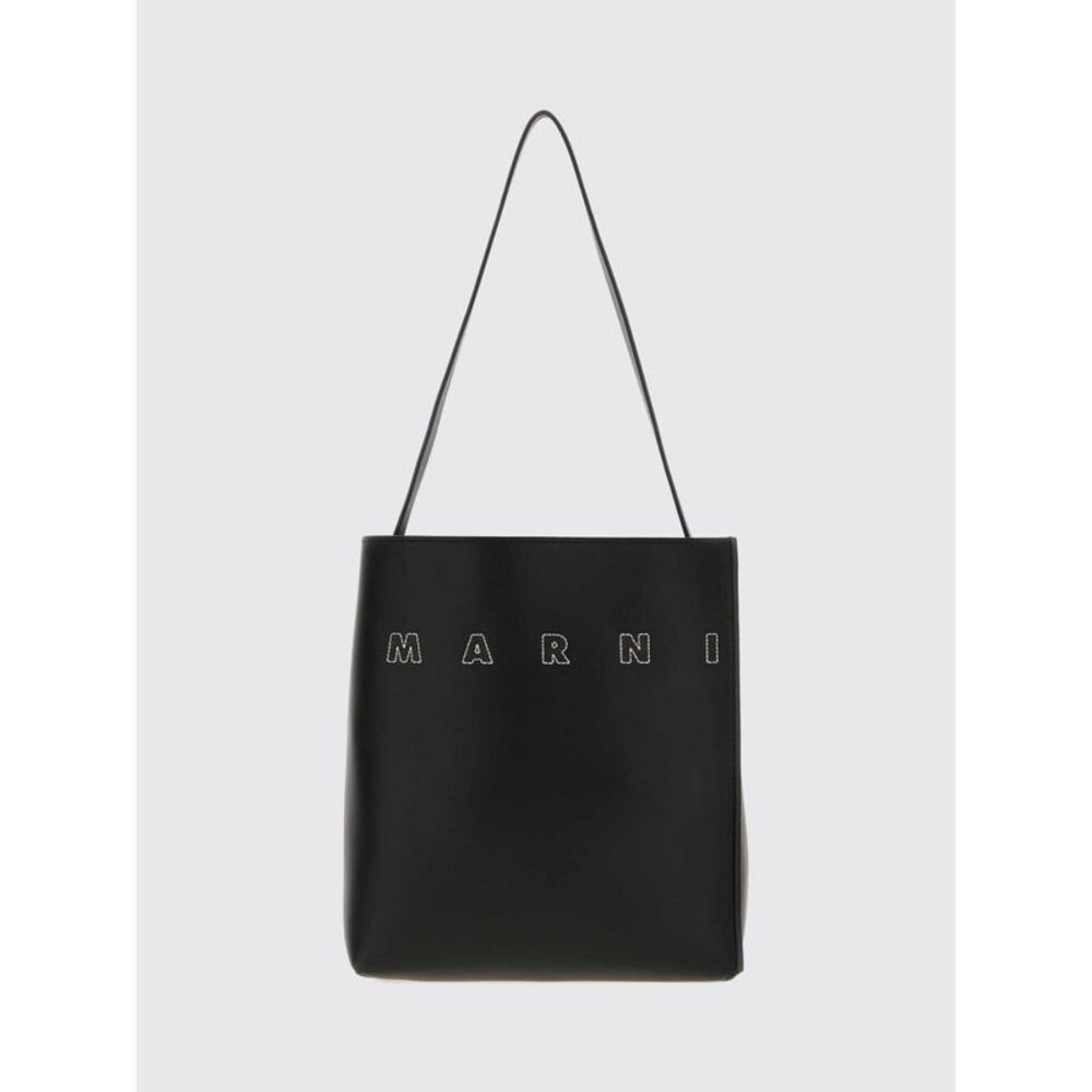 Marni Women Marni Bovine Leather Shoulder Bag With Contrasting Lettering Logo